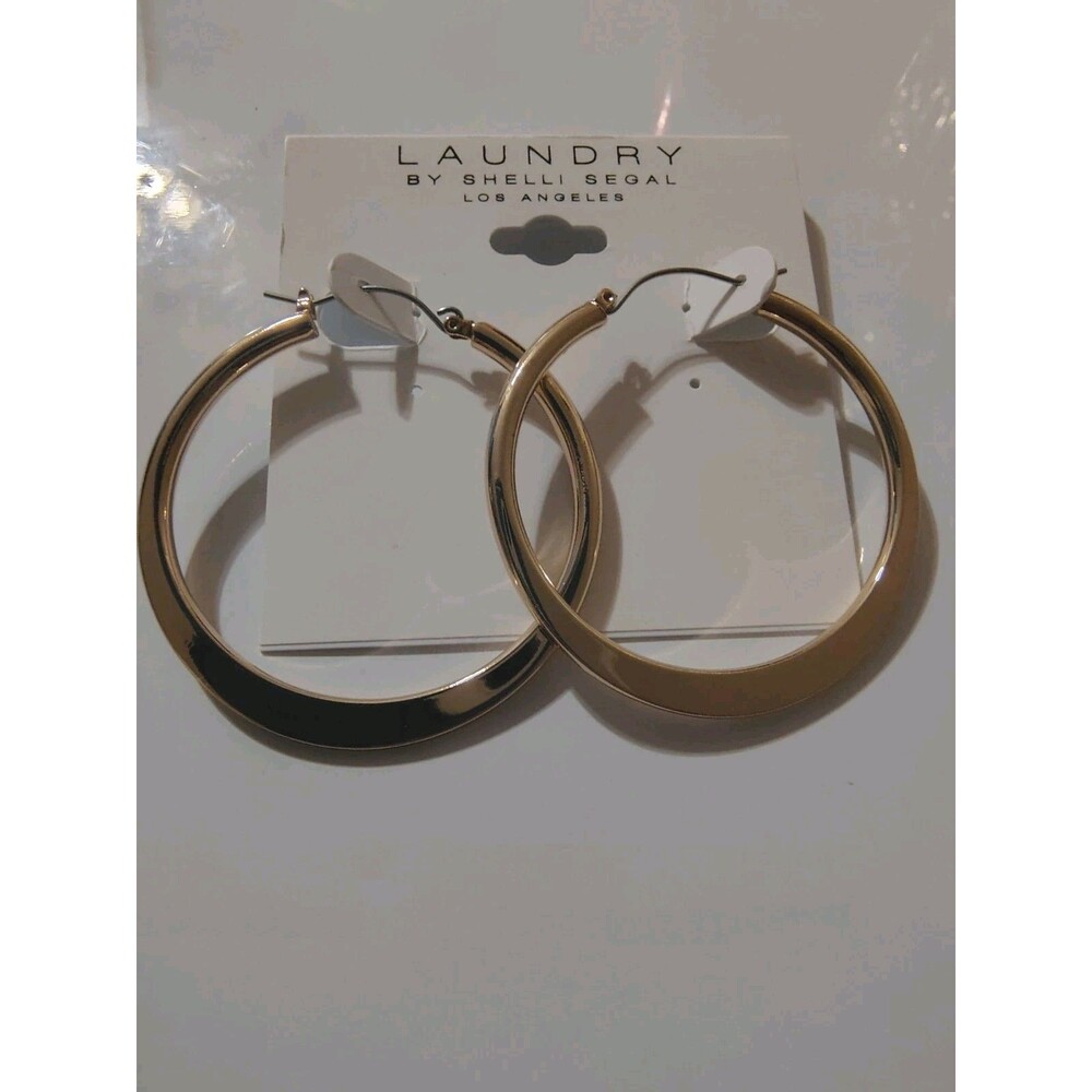 Laundry by Shelli Segal Large Gold Hoop Earrings  NWT